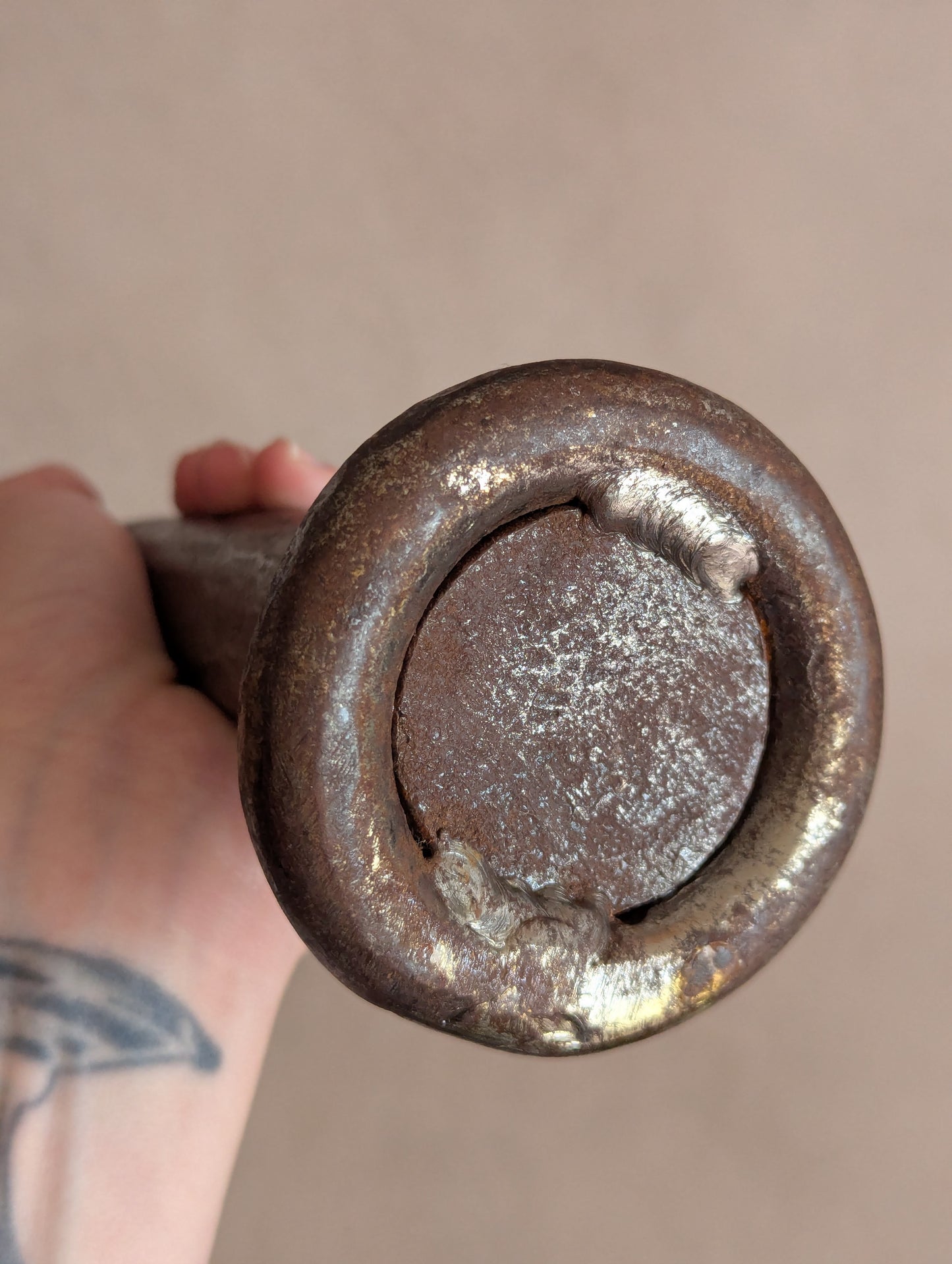 Brutalist Wrought Iron Wavy Pillar Candle Holder