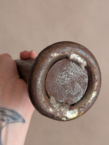 Brutalist Wrought Iron Wavy Pillar Candle Holder