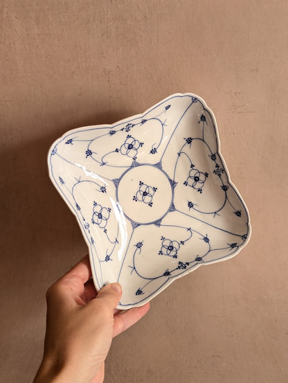 Hand-Painted European Blue & White Porcelain Bowl