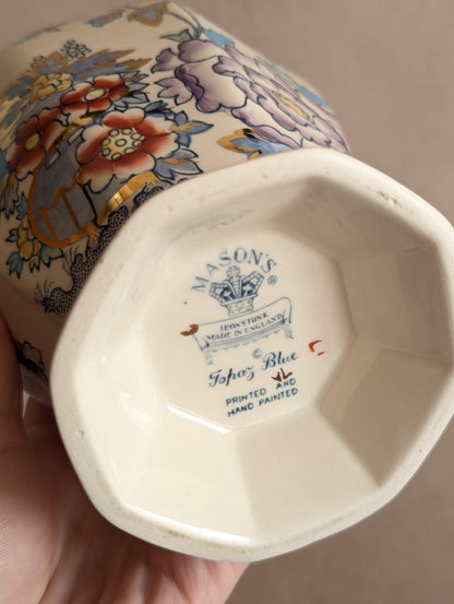 Hand-Painted Mason's Ironstone Tokyo Vase in Blue Topaz