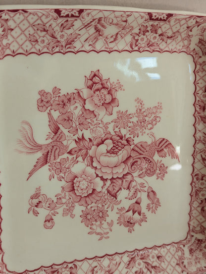 Mason's Ironstone Pink Stratford Square Cake Plate