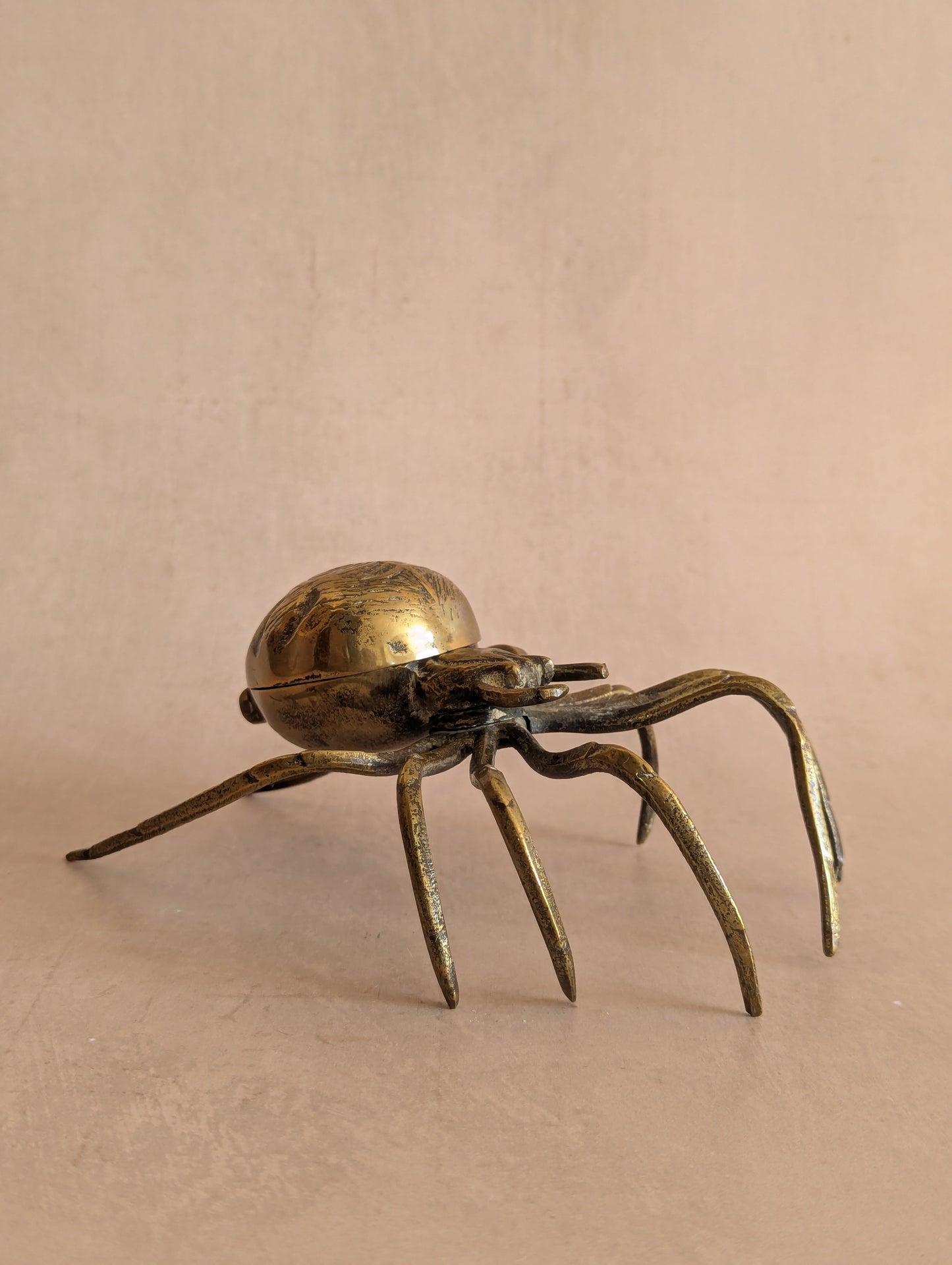 Large Antique Brass Spider Trinket Box