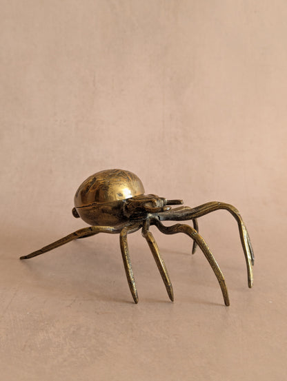 Large Antique Brass Spider Trinket Box