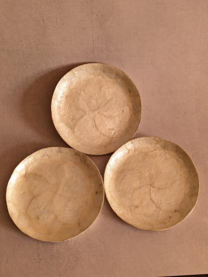 Mid-Century Philippines Capiz Shell Small Plates, Set of Three