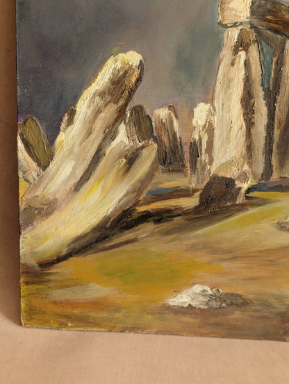 Stormy Stonehenge Oil on Board Expressionist Painting