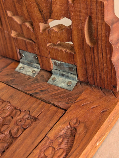 Hand-Carved Floral Indian Folding Book Slide