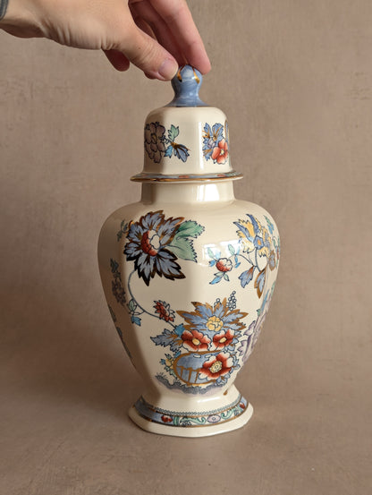 Hand-Painted Mason's Ironstone Tokyo Vase in Blue Topaz