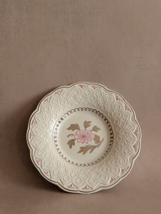 Silver & Pink Floral Art Deco Wedgwood Plate
