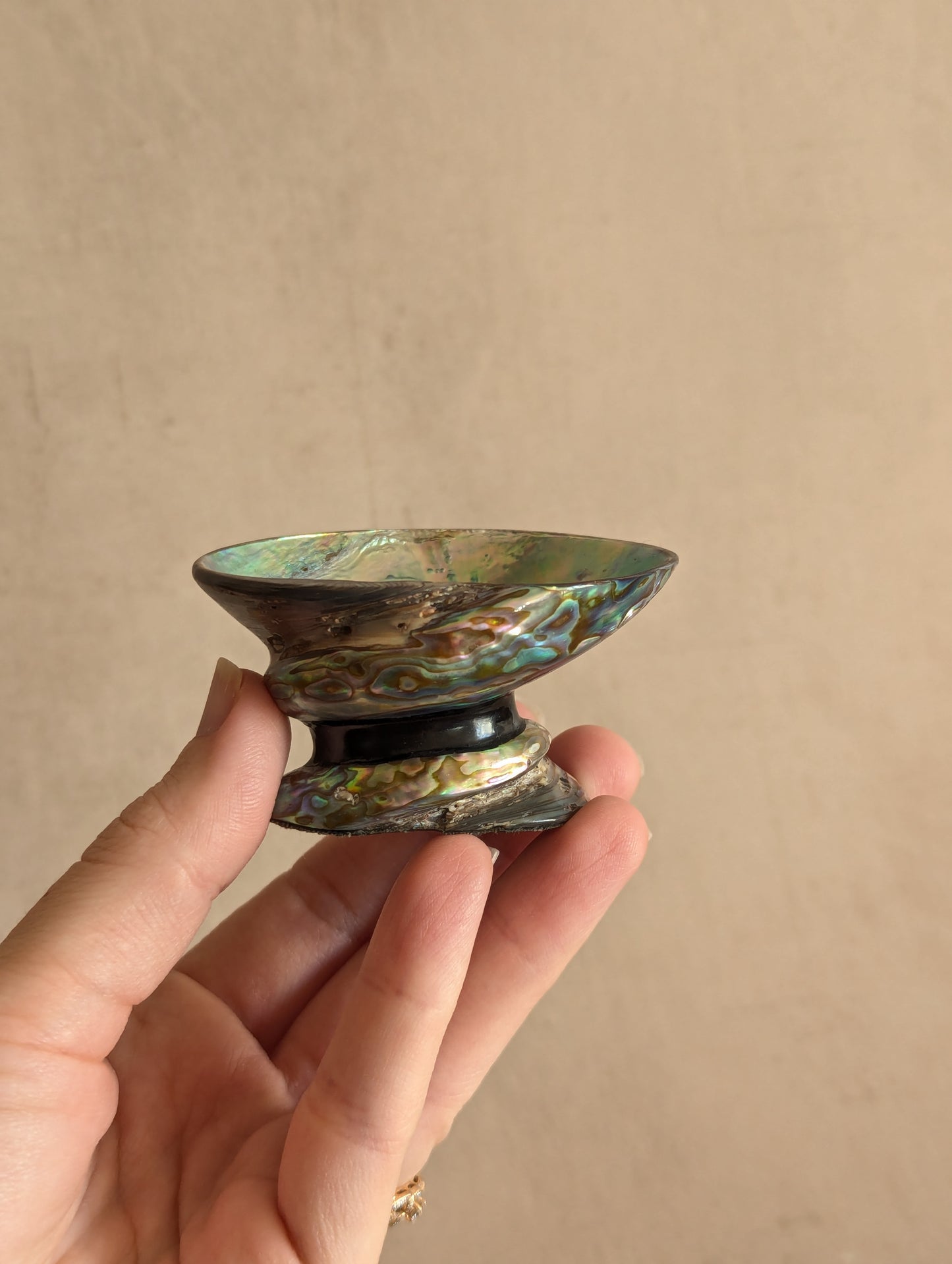Abalone Paua Shell Pedestal Salt & Pepper Cellars, Set of Two