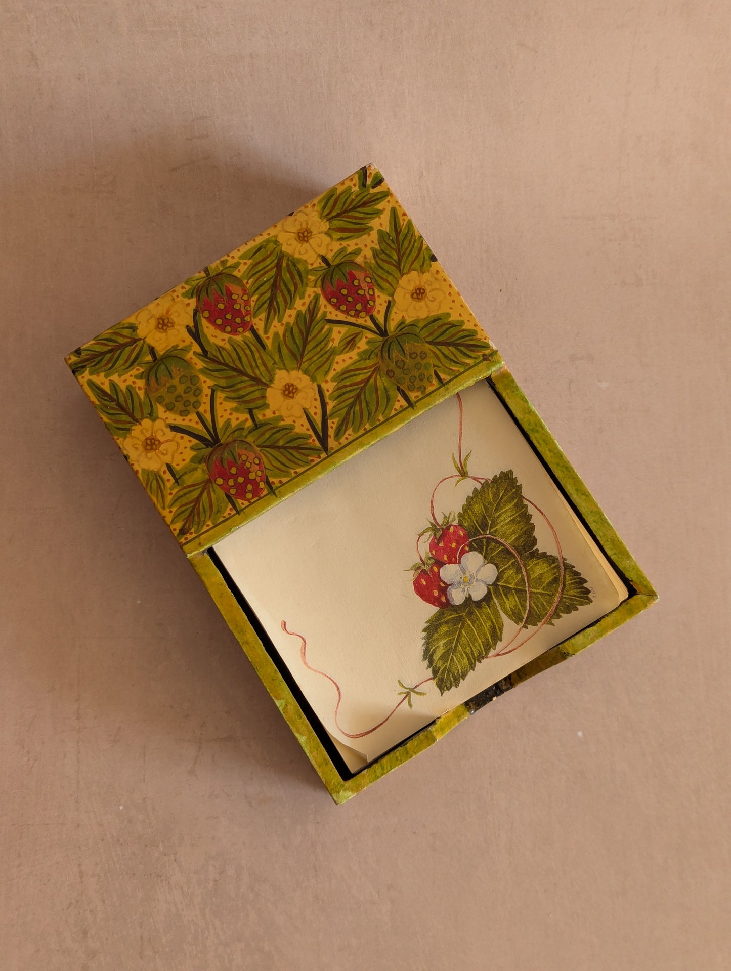 Strawberry Lacquered Paper Mache Notepad Set