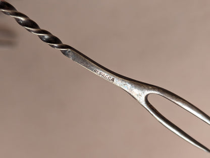 German Alpacca Twist Cocktail Forks, Set of Four