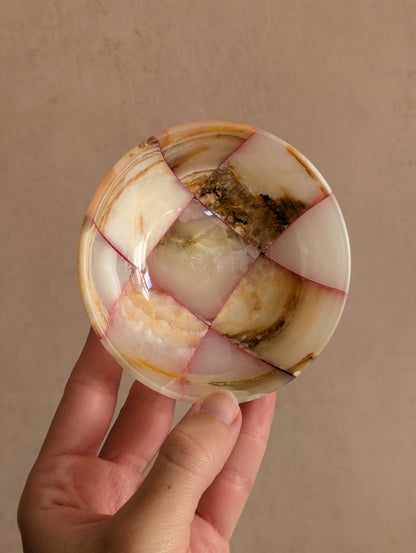Pink & Blue Small Onyx Checkerboard Bowls, Set of Three