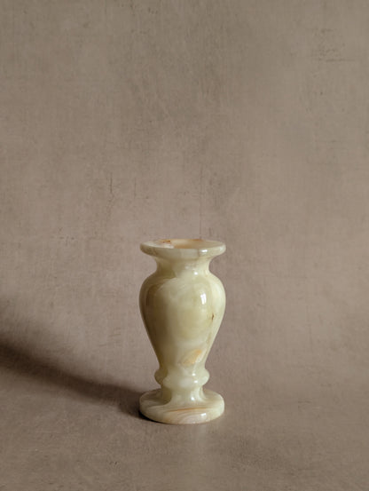 White & Brown Miniature Onyx Stone Bud Vase