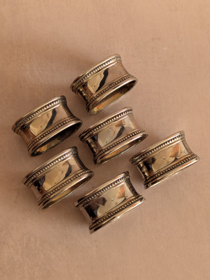 Silver Tone Napkin Rings for Engraving, Set of Six