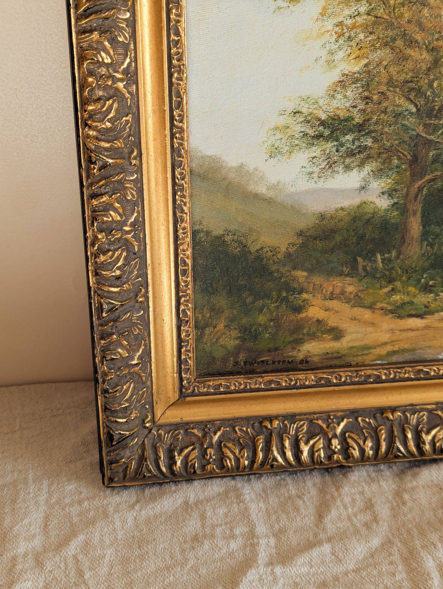 English Country Cottage Framed Original Oil Painting
