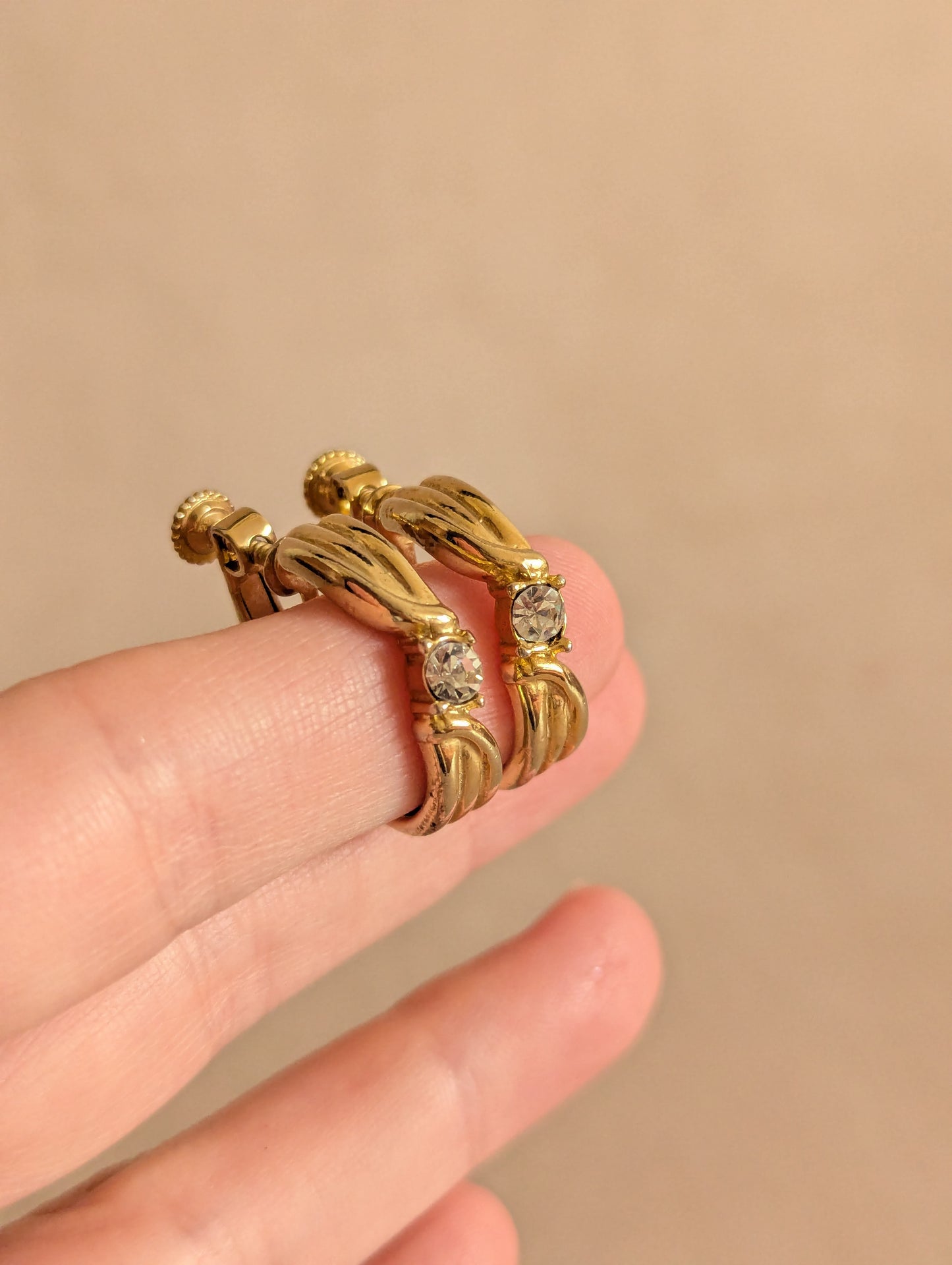 Daphne Gold Tone Screw Back Hoop Earrings