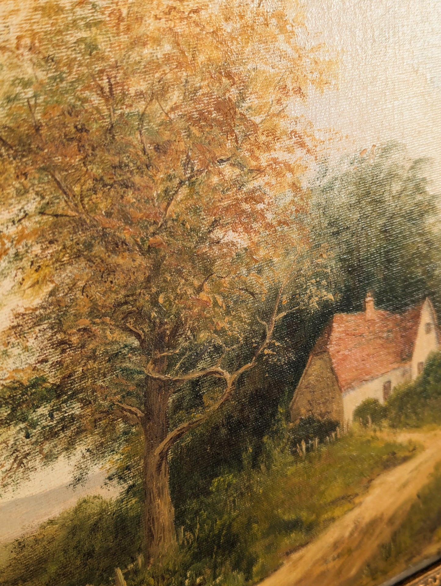 English Country Cottage Framed Original Oil Painting