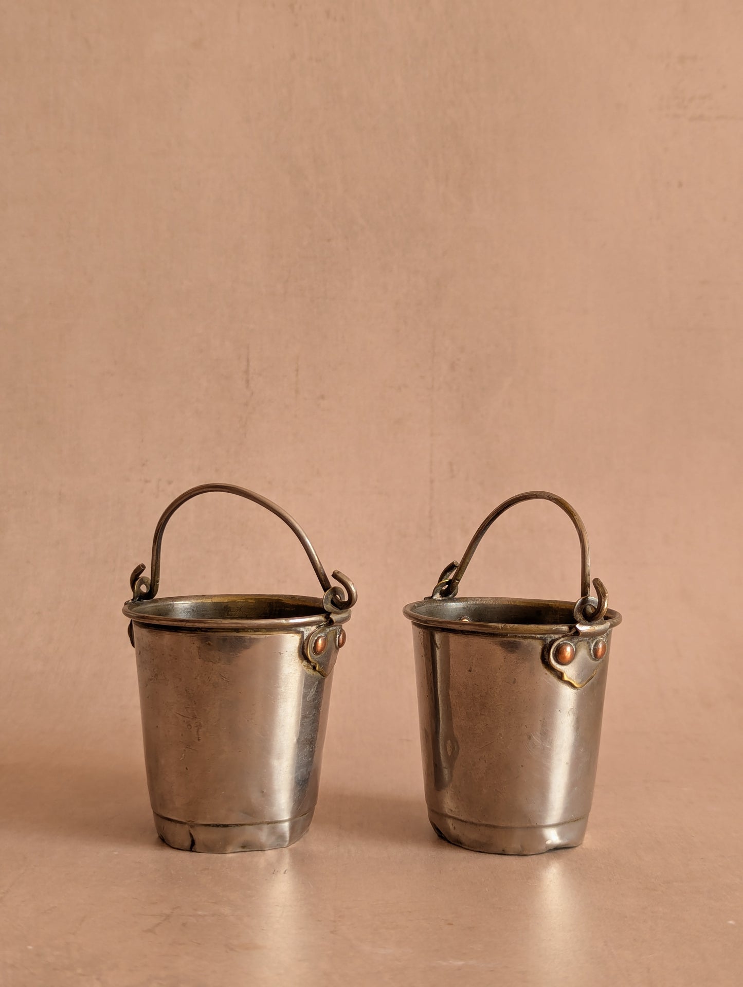 Victorian Silverplated Brass Match Striker Buckets, per Bucket