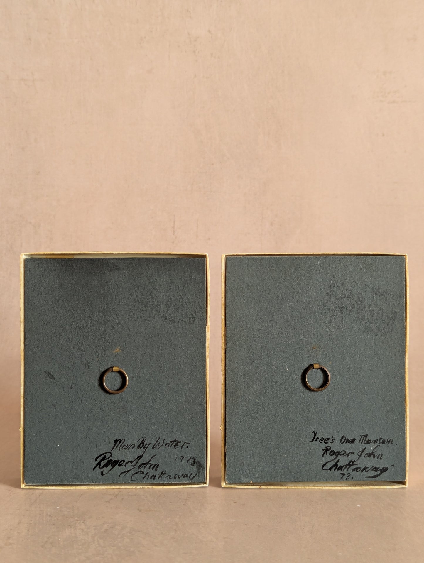 Miniature Golden Paintings by Roger John Chattaway - Set of Two