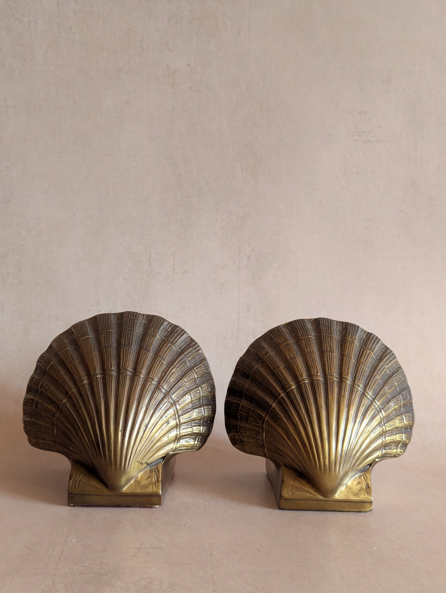 Mid-Century Brass Plated Seashell Bookends