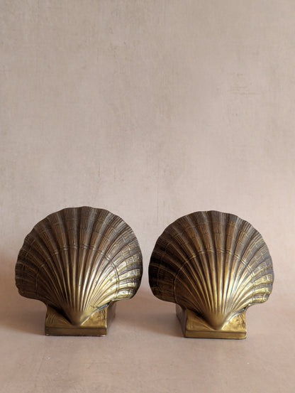 Mid-Century Brass Plated Seashell Bookends