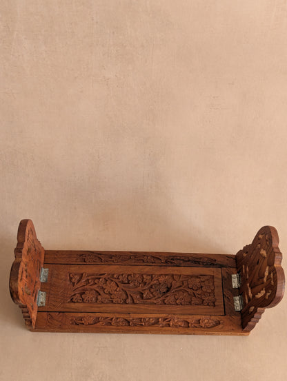Hand-Carved Floral Indian Folding Book Slide