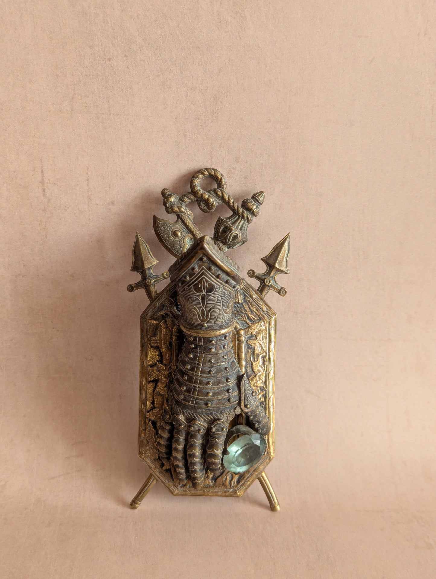 Medieval Knight Gauntlet Brass Desk Clip, Fantasy Gift or Movie Prop