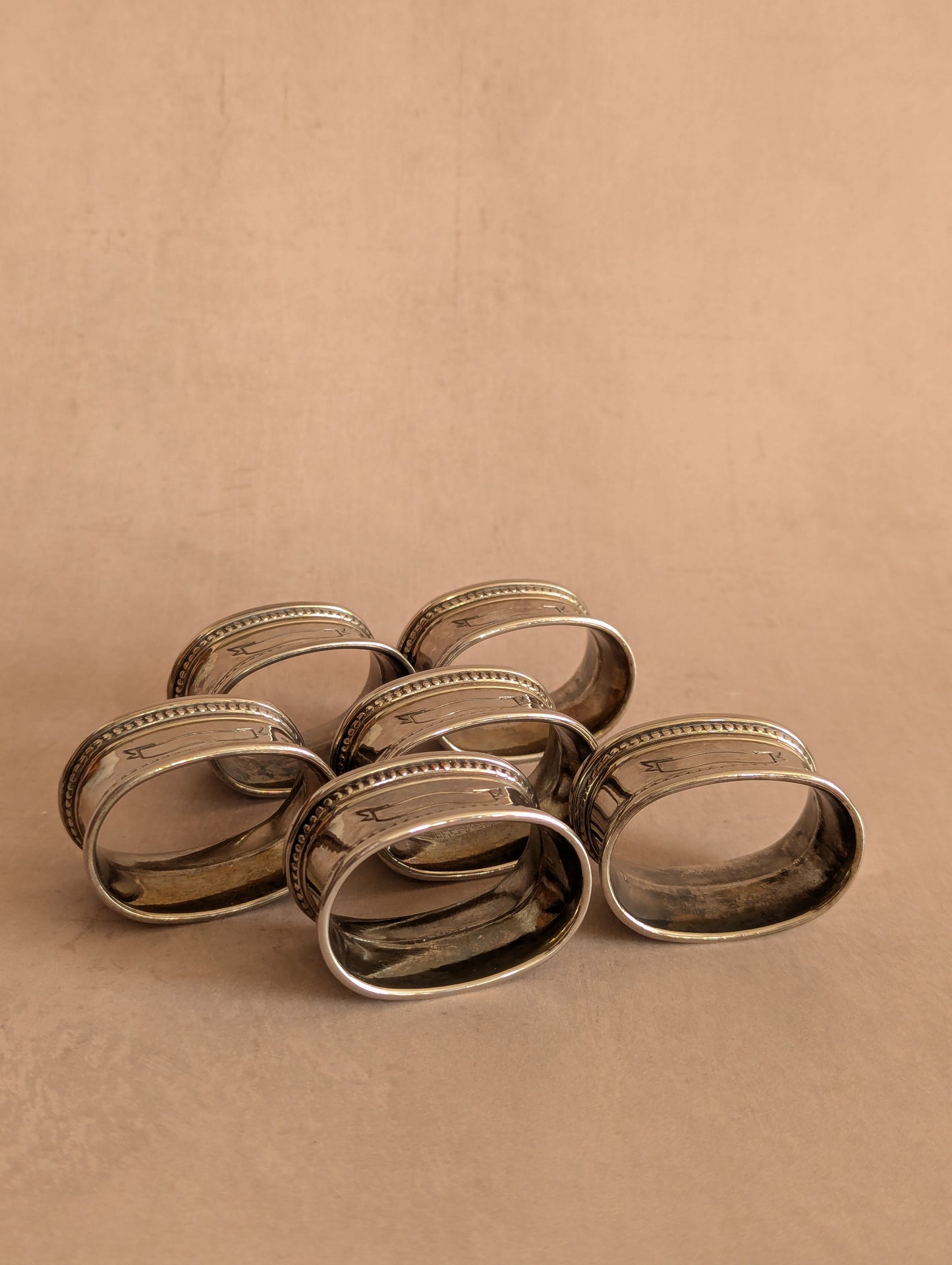 Silver Tone Napkin Rings for Engraving, Set of Six