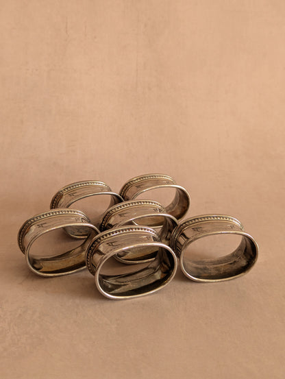 Silver Tone Napkin Rings for Engraving, Set of Six